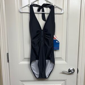 NWT Sun & Sea Gray Halter One-Piece Swimsuit
